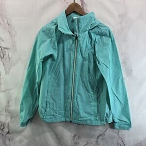 Columbia Rain Jacket Womens Medium Blue Windbreaker Coat Shell Titanium